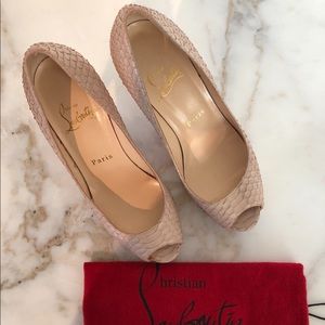 Christian Louboutin Nude Pink Peep-Toe Heels